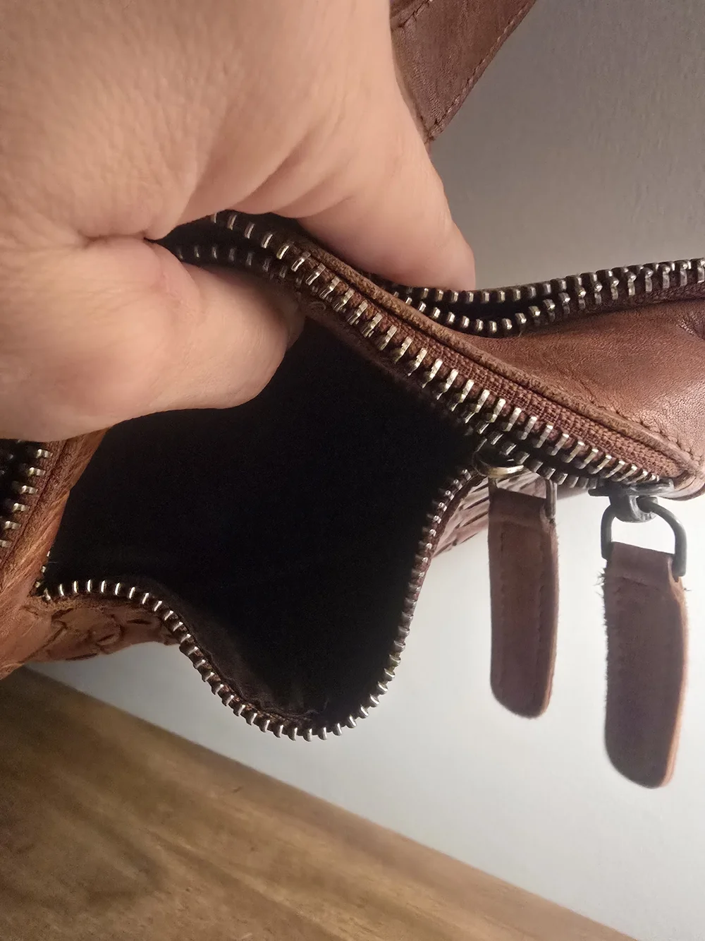 Woven Leather Crossbody Belt Bag - Brown